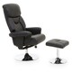 image 1 of Interiors by Premier Black Leather Effect Reclining Chair and footstool, Easy to Clean Leather Chair, Comfy Footstool