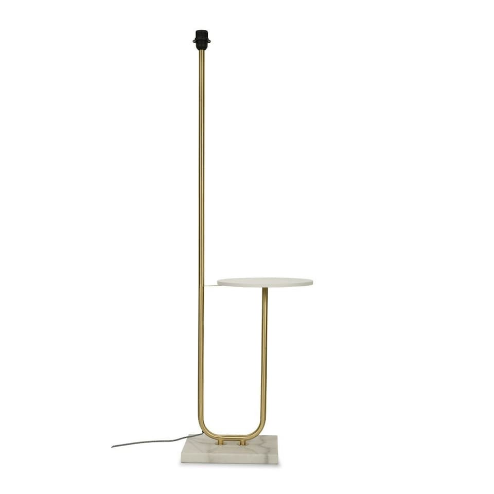 image 1 of ValueLights Tavel Brushed Gold Metal Floor Lamp with Table | Gold