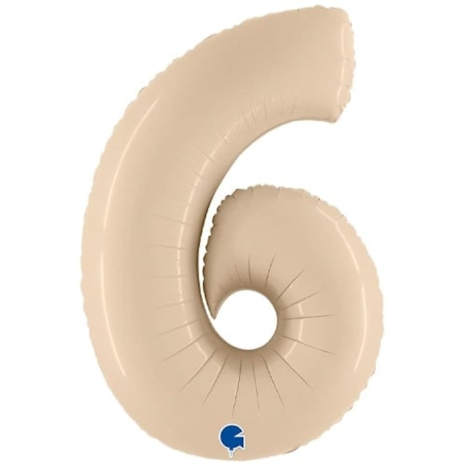 Satin Cream Number 6 Helium Foil Giant Balloon 102cm / 40 in
