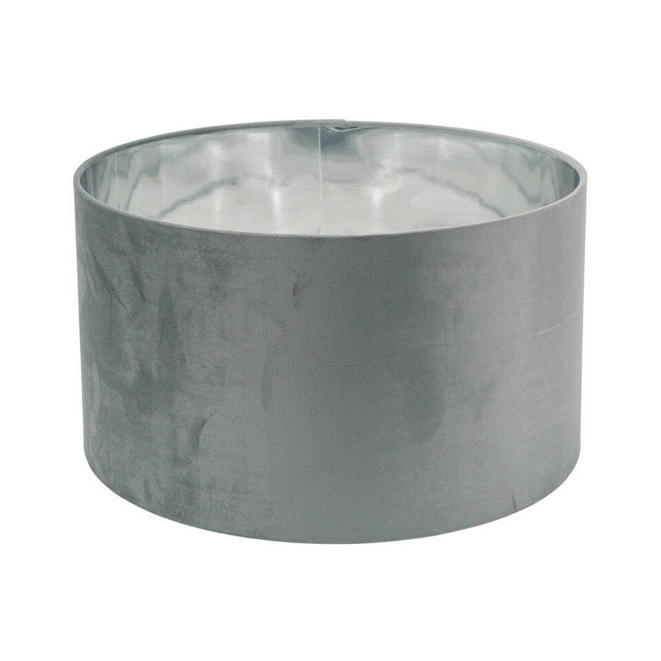 image 1 of ValueLights Reni Large Grey Velvet Chrome Inner Lamp Shade & Bulb Grey