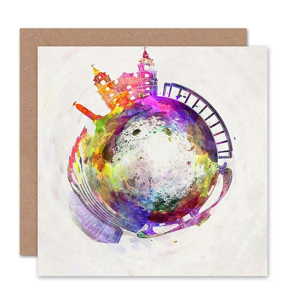 image 1 of Little World Minsk City Skyline Art Blank Just to Say Card