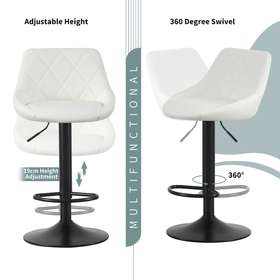 image 1 of MCC Direct Set of 2 Height Adjustable Bar Stool Kitchen Breakfast Chairs Stanley