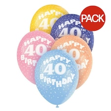 Unique Party Latex Pearlised 40th Birthday Balloons (Pack of 5) - Multicoloured - One Size
