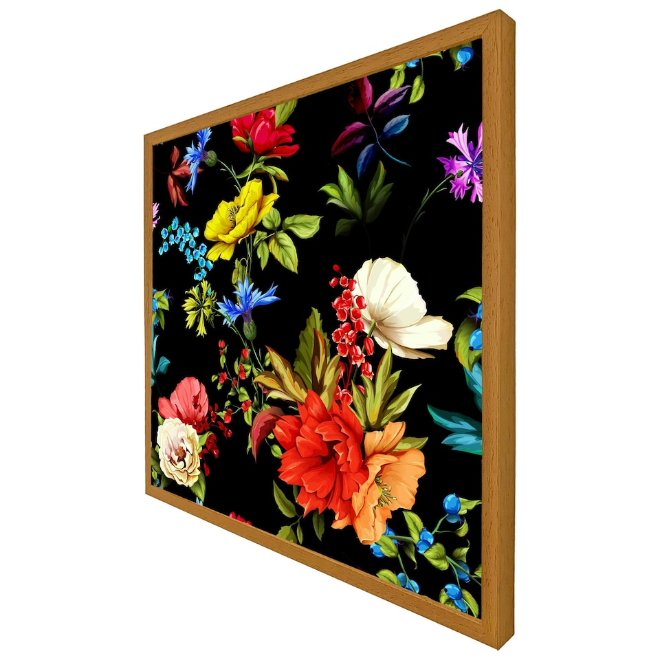 image 1 of Bright vibrant flowers (Picture Frame) Brown | Oak | XL