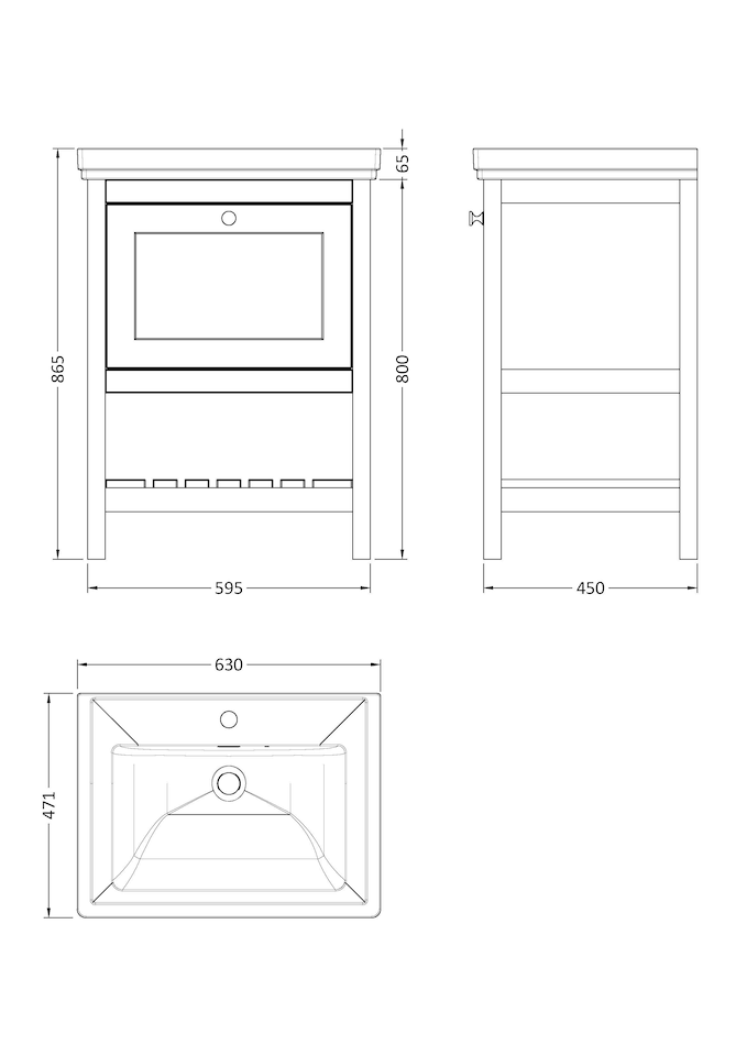 image 1 of Balterley Rye Bathroom Floor Standing 1 Drawer Vanity & 1 Tap Hole Basin | Grey | Cool Grey