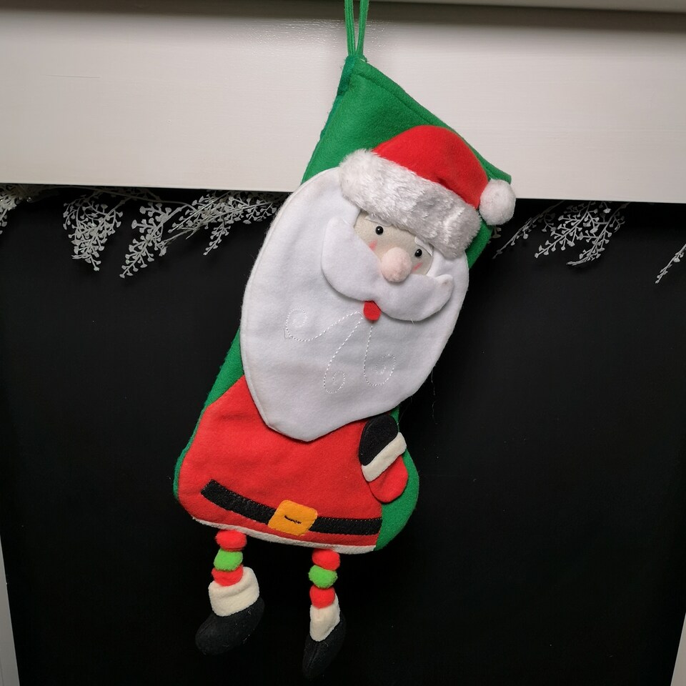image 1 of 40cm Christmas Stocking Hanging Decoration in 3D Santa Design