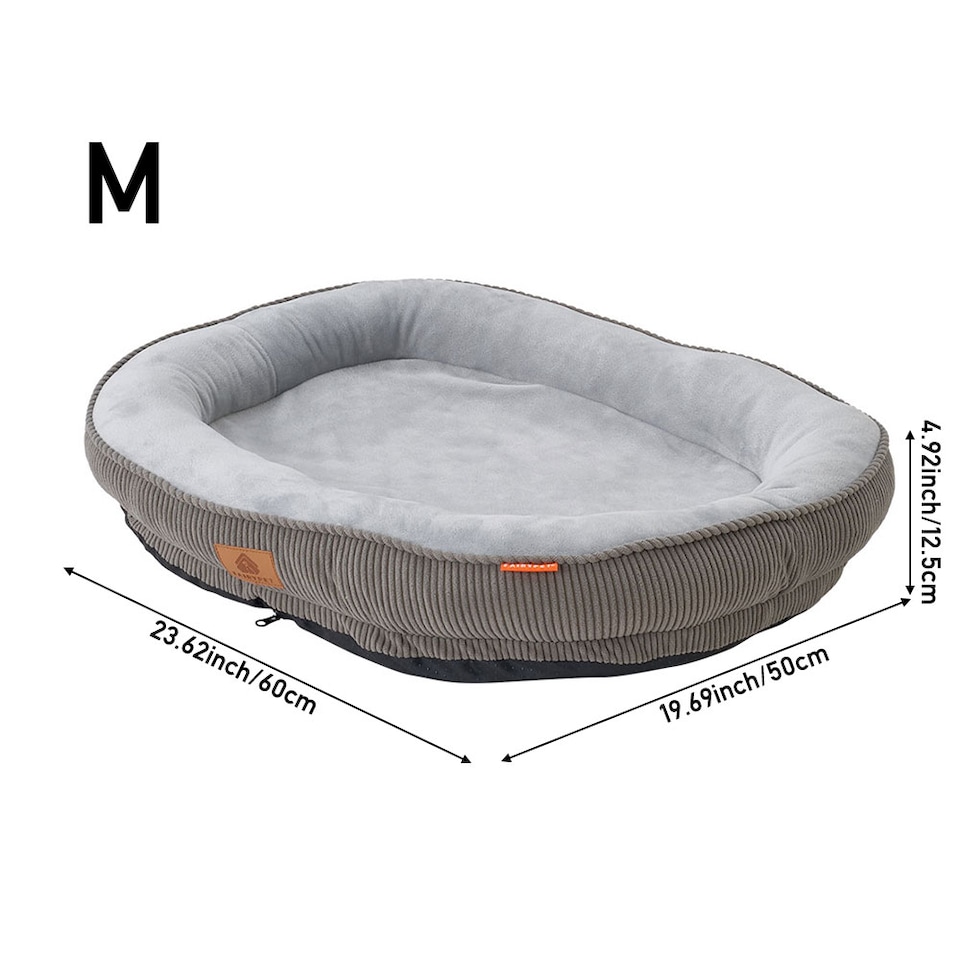 image 1 of Living and Home Washable Bolster Pet Bed with Removable Cover for Cats & Dog | Multi | Grey | M