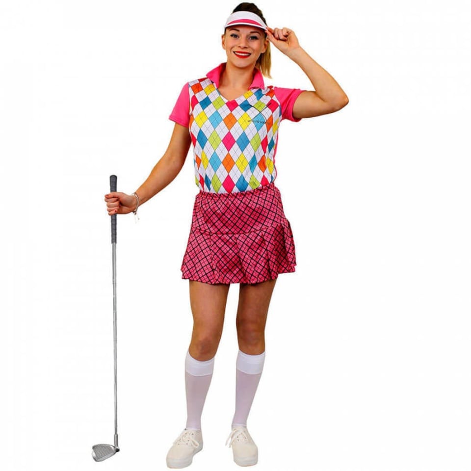 image 1 of Golf Costume - Top, Skirt + Visor | Pink | M