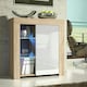 image 3 of Sideboard 75cm White Gloss Door Oak Matt Body Glass Shelves Free LED Multi | Oak & White