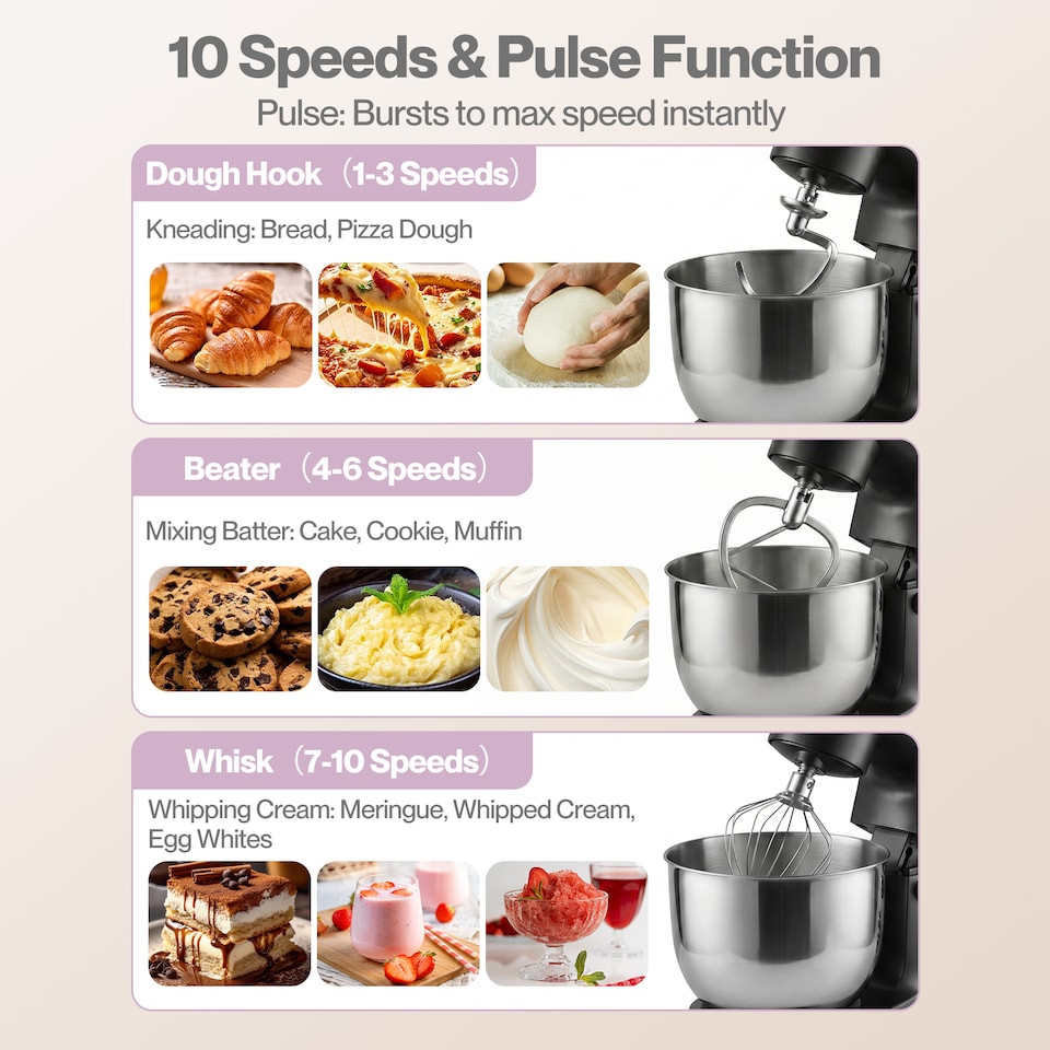 image 1 of 1500W Stand Mixer 5.5L Kitchen Machine with Meat Grinder