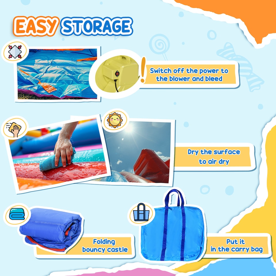 image 1 of Outsunny Bouncy Castle with Slide Basket Trampoline Monster Design