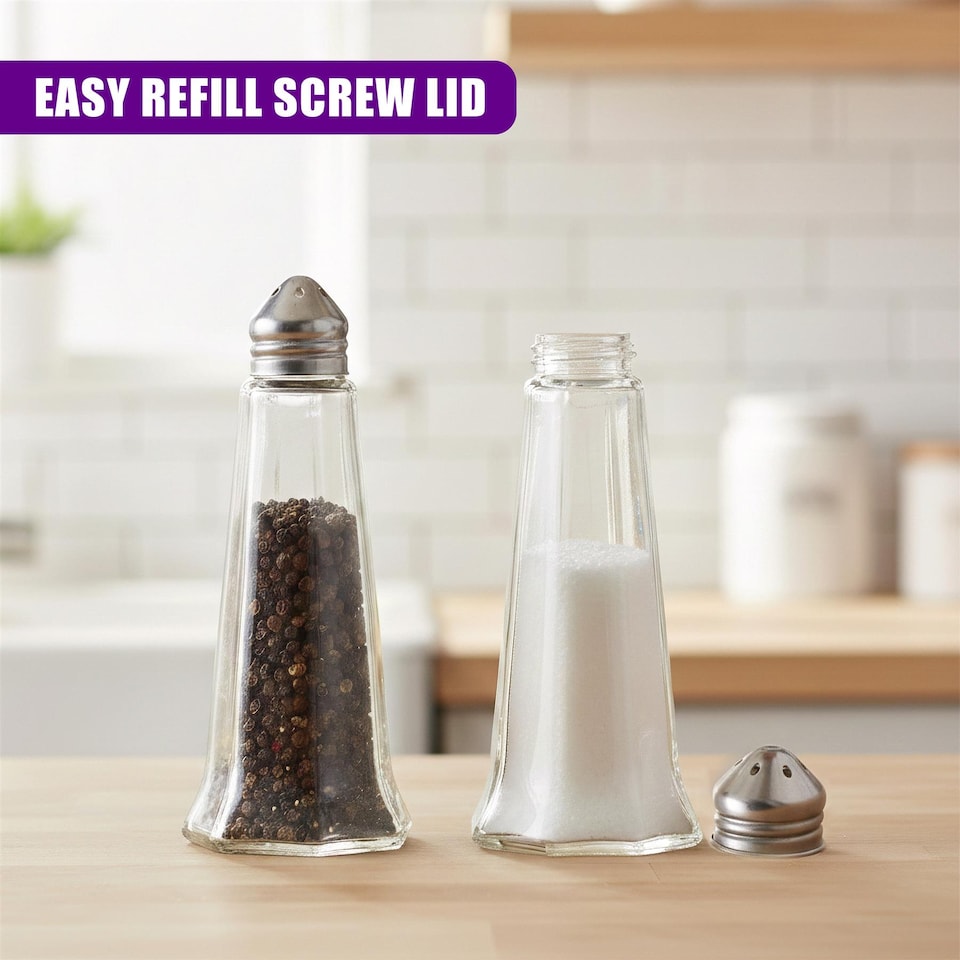 image 1 of GEEZY Salt And Pepper Shakers Set Clear Glass 6 Pieces