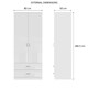 image 3 of FWStyle Chilton Combination Wardrobe 2 Door 2 Drawer - White Gloss Front White