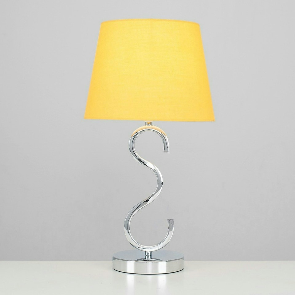 image 1 of ValueLights Modern Sleek Design Polished Chrome Touch Table Lamp With Mustard Light Shade