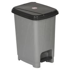 15L Slim Pedal Waste Recycling Bin Can Insert Step On Lid Kitchen Bathroom | Grey | Grey | 15 Litre | 1