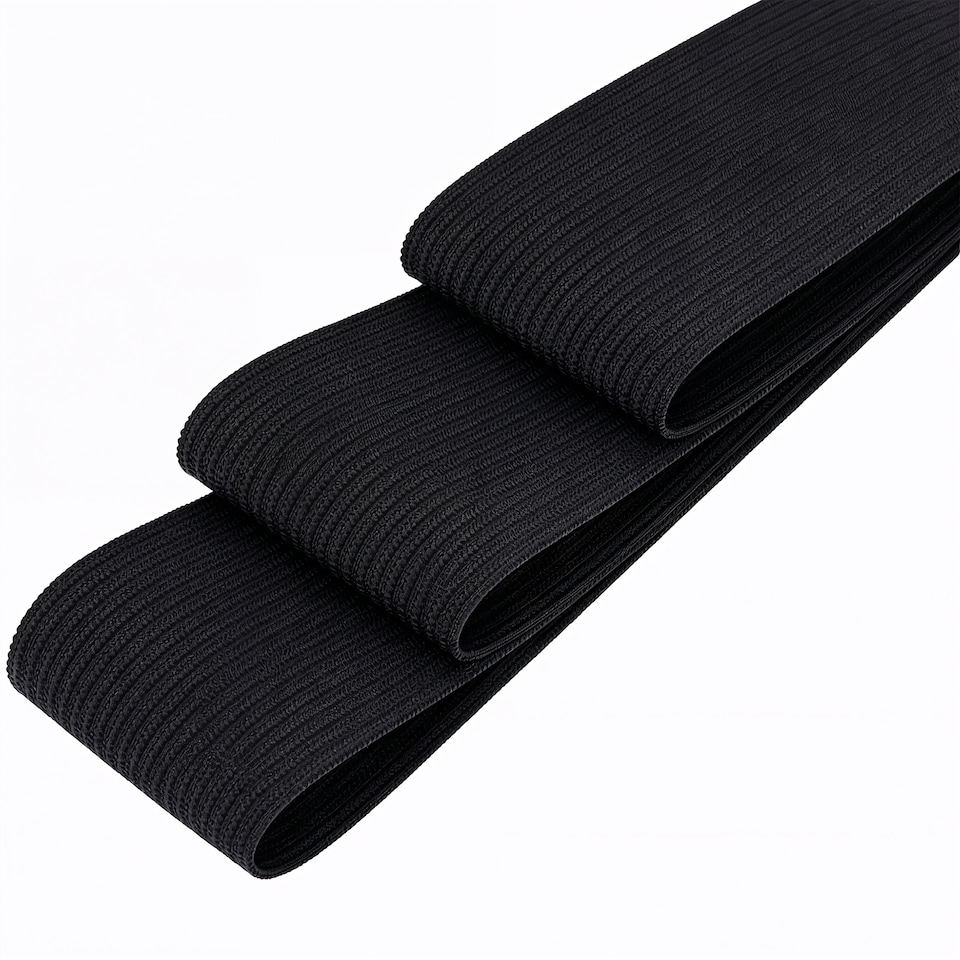 image 1 of 50mm Black Wide Flat Elastic Band, Polyester Elastic Cord - 25M