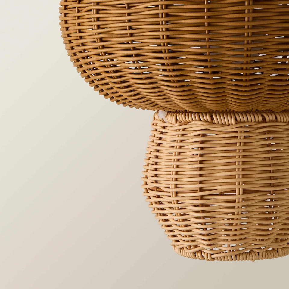 image 1 of ValueLights Portobello Natural Rattan Mushroom Ceiling Shade | Brown