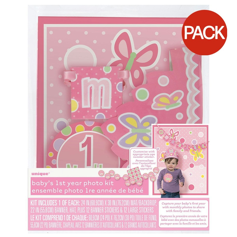 Unique Party 1st Birthday Photobooth Props (Pack of 5) - Pink - One Size
