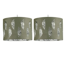 Set of 2 Fern - Sage Green Cut Out 30cm Pendant Lightshades Green | Silver
