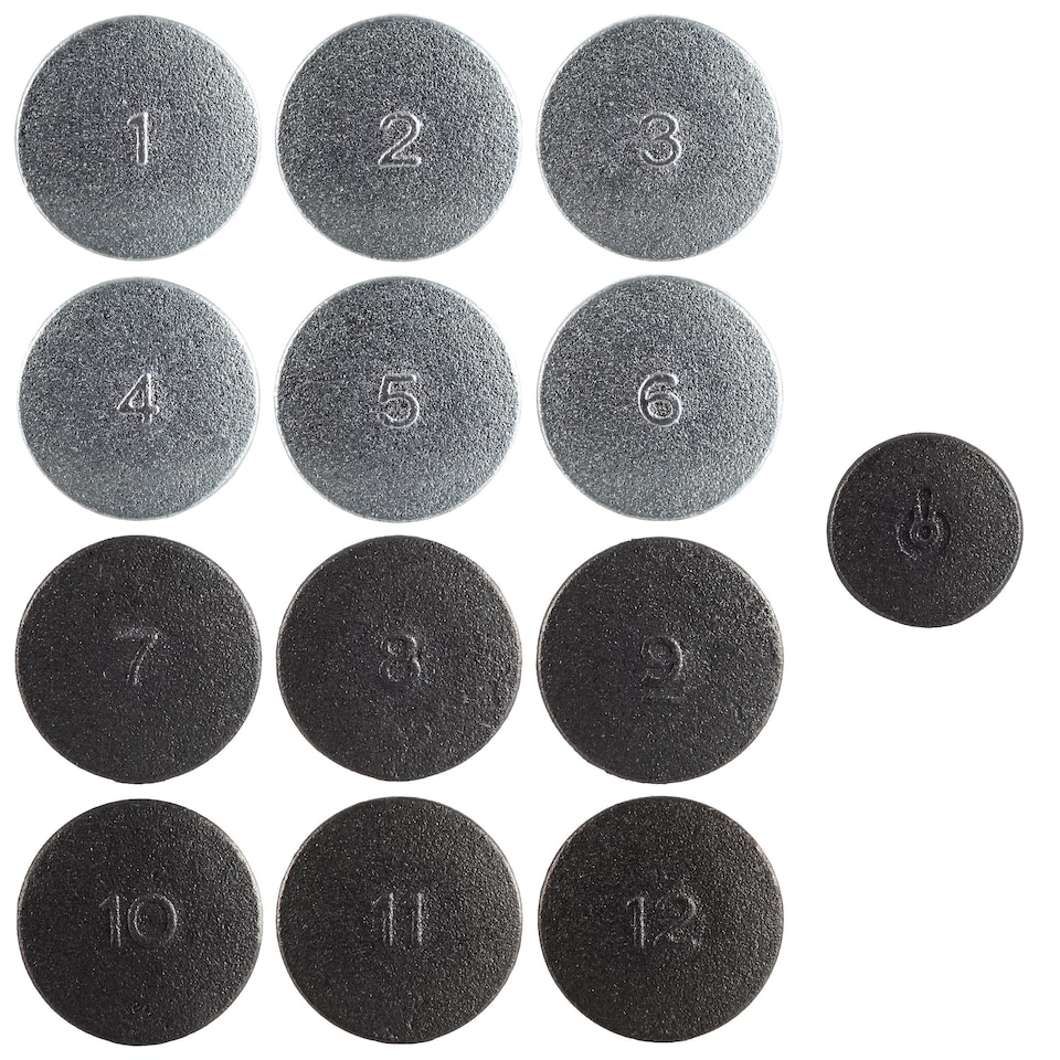 image 1 of Decathlon Set of 12 Coloured Cast Iron Breton Palets + 1 Jack