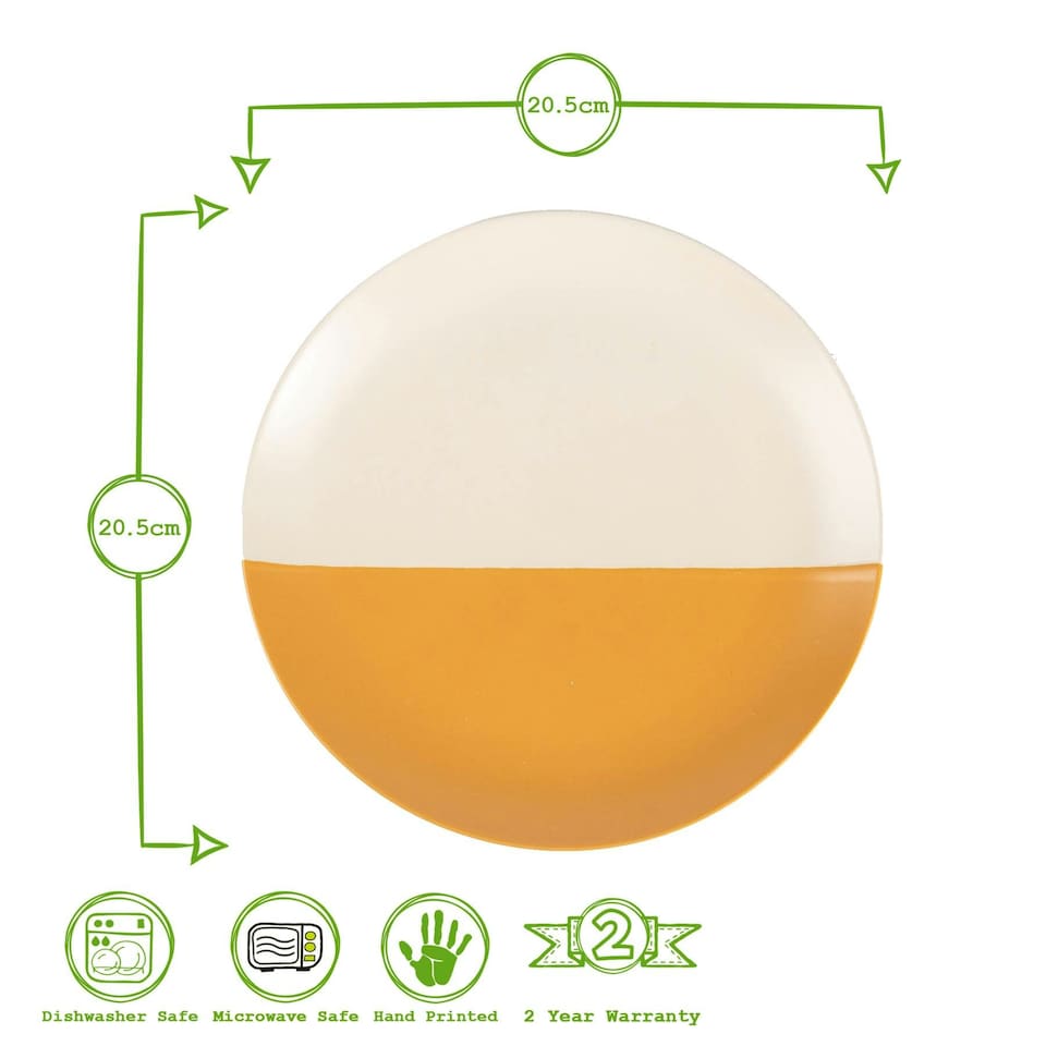 image 1 of Nicola Spring Ceramic Dipped Flecked Dinner Plates - 20.5cm - Mustard - Pack of 4 Yellow
