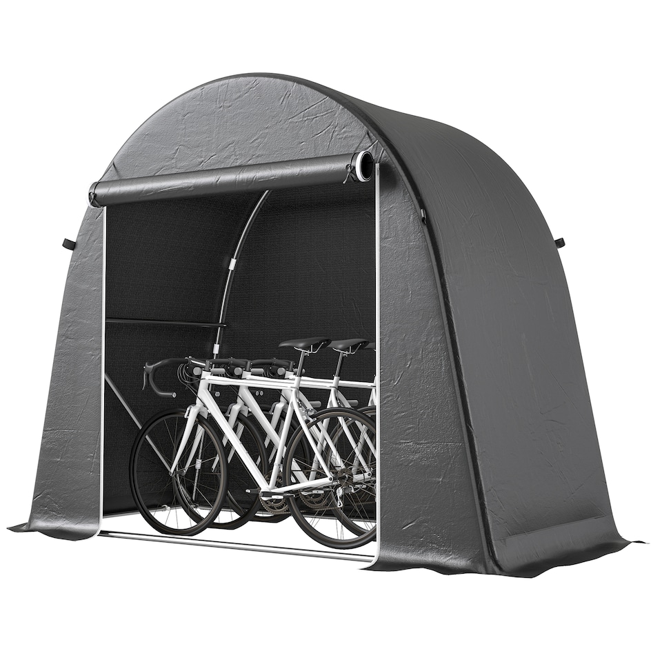 image 1 of Outsunny 8 x 4 ft Garden Storage Shed Tent Bike Tent 3-4 Bikes, Dark Grey