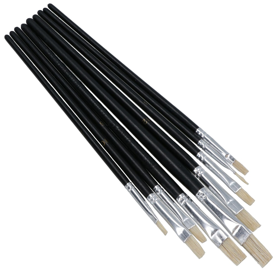 image 1 of 9pc Flat Artist Paint Brush / Model Making / Pictures / Washable TE730
