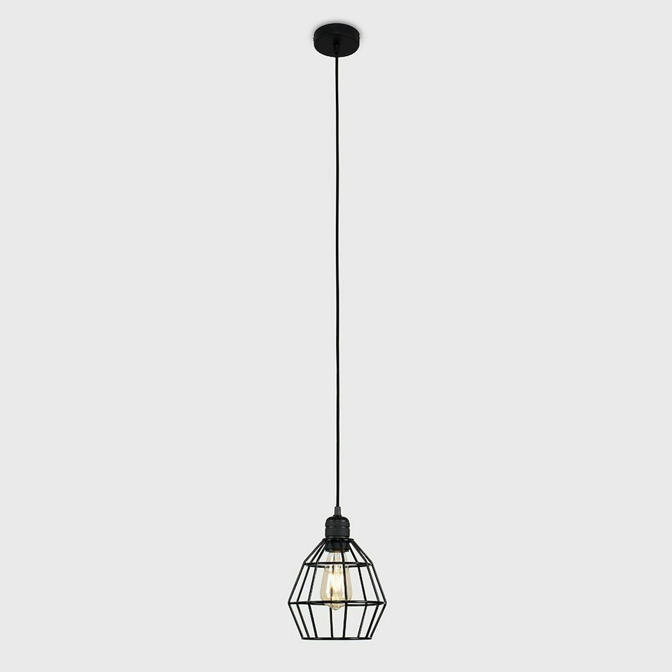 image 1 of ValueLights Casco Black Ceiling Light Pendant Black Shade