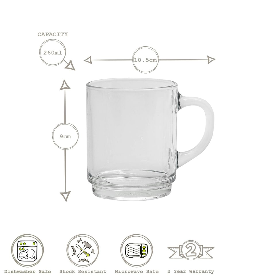 image 1 of Duralex Versailles Glass Coffee Mugs - 260ml - Green - Pack of 6