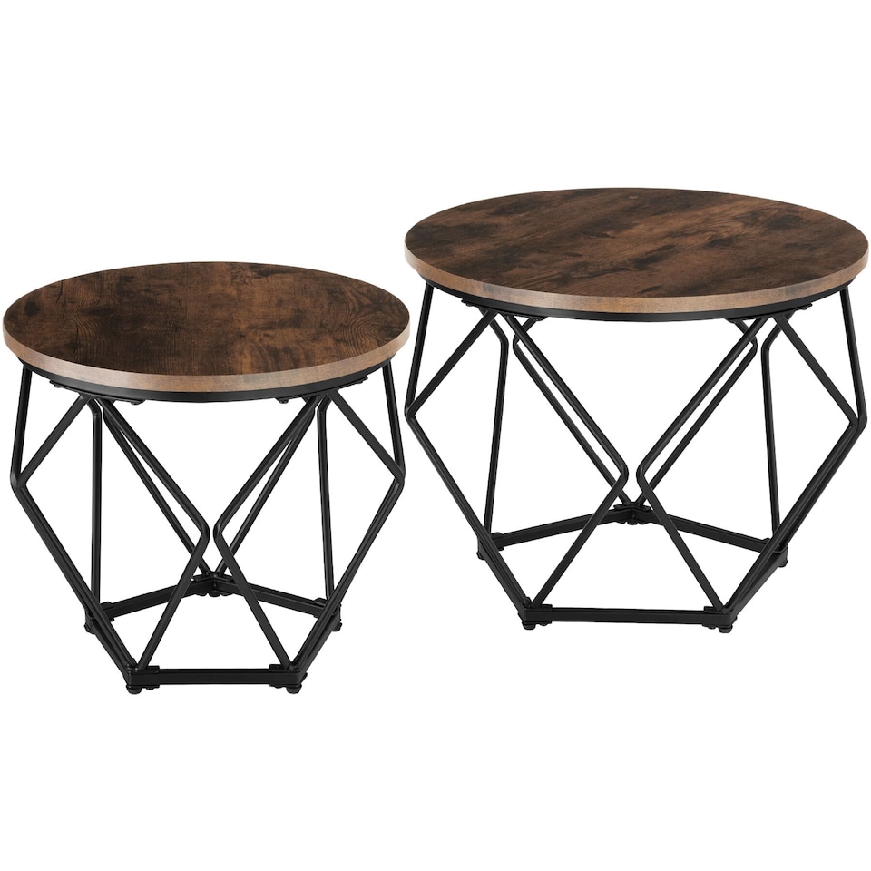 image 1 of Coffee Table Set 2-Piece Benham | Brown | Industrial wood dark, rustic | 50 x 50 x 40 cm | 1
