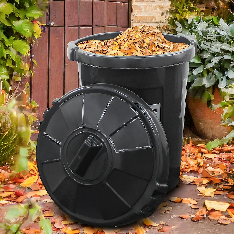 image 1 of 80L Extra Large Dustbin 80 Litre Plastic Round Rubbish Bin Storage Waste + Lid Black