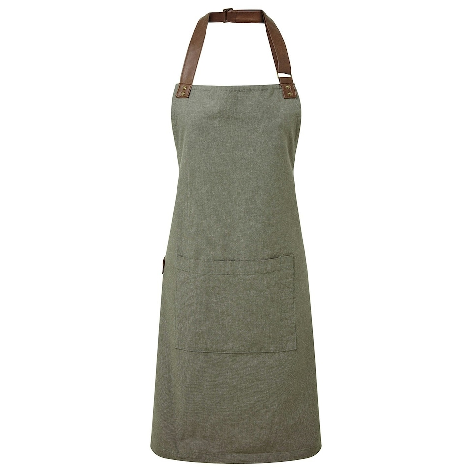 image 1 of Premier Unisex Adult Annex Oxford Faux Leather Bibbed Full Apron - Moss - One Size Green