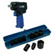 image 1 of 1/2" Drive Mini Air Impact Wrench Gun 680nm + Shallow Impact Sockets 9 - 27mm
