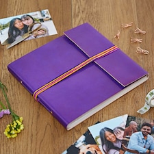 Large Coloured Distressed Leather 3-String Photo Album