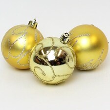 Gold Baubles Christmas Tree Luxury Hanging Decorations - Pack of 9