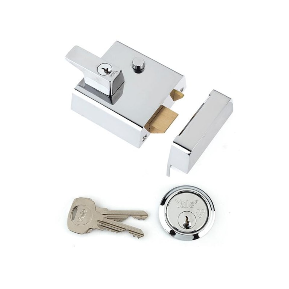 Yale Locks P1 Double Security Nightlatch | Multi | Multi Colour | Chrome Finish 60mm Backset Visi | 1