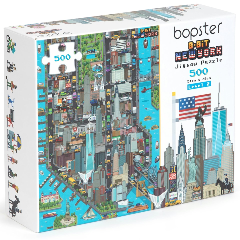 image 1 of bopster 8-bit Pixel Jigsaw Puzzle NEW YORK - 500 Piece