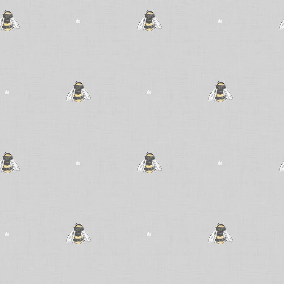 image 1 of Bumble Bee Wallpaper in Grey | Grey | Grey