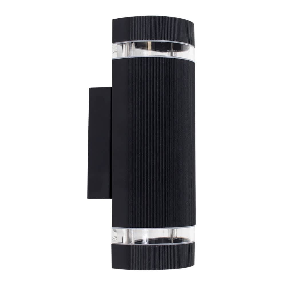 ValueLights Ryston Black Outdoor Wall Up-Down Light and Cool White Bulb
