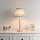 image 3 of ValueLights Bobbles Rose Pink Table Lamp Blue Pleat Shade & Bulb | Pink