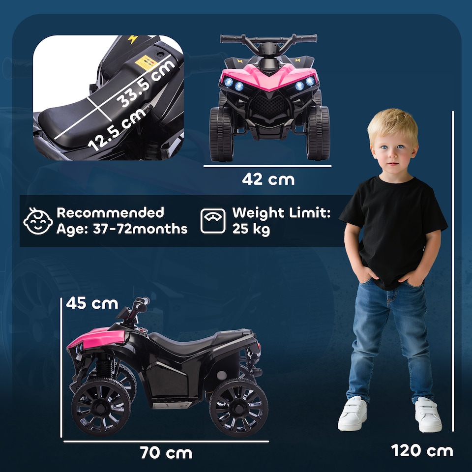 image 1 of AIYAPLAY 6V Kids ATV, Battery Powered Ride on Car for Ages 18-56 M, Pink
