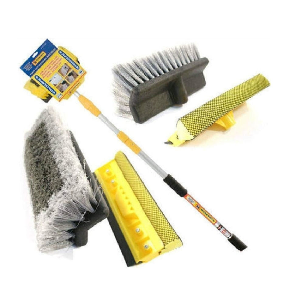image 1 of 3m 9ft Aluminium Telescopic Water Brush Fed Window Cleaner Home Car Diy