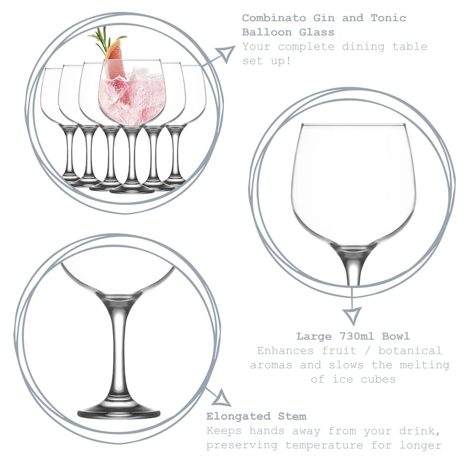 image 1 of LAV Combinato Gin Glasses - 730ml - Clear - Pack of 12