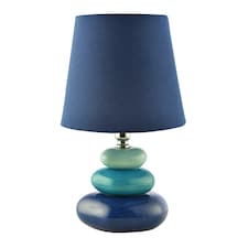 Ceramic Pebble Table Lamp with Midnight Blue Teal and Duck Egg Colours