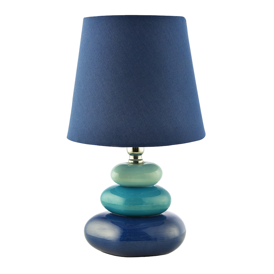 image 1 of Ceramic Pebble Table Lamp with Midnight Blue Teal and Duck Egg Colours