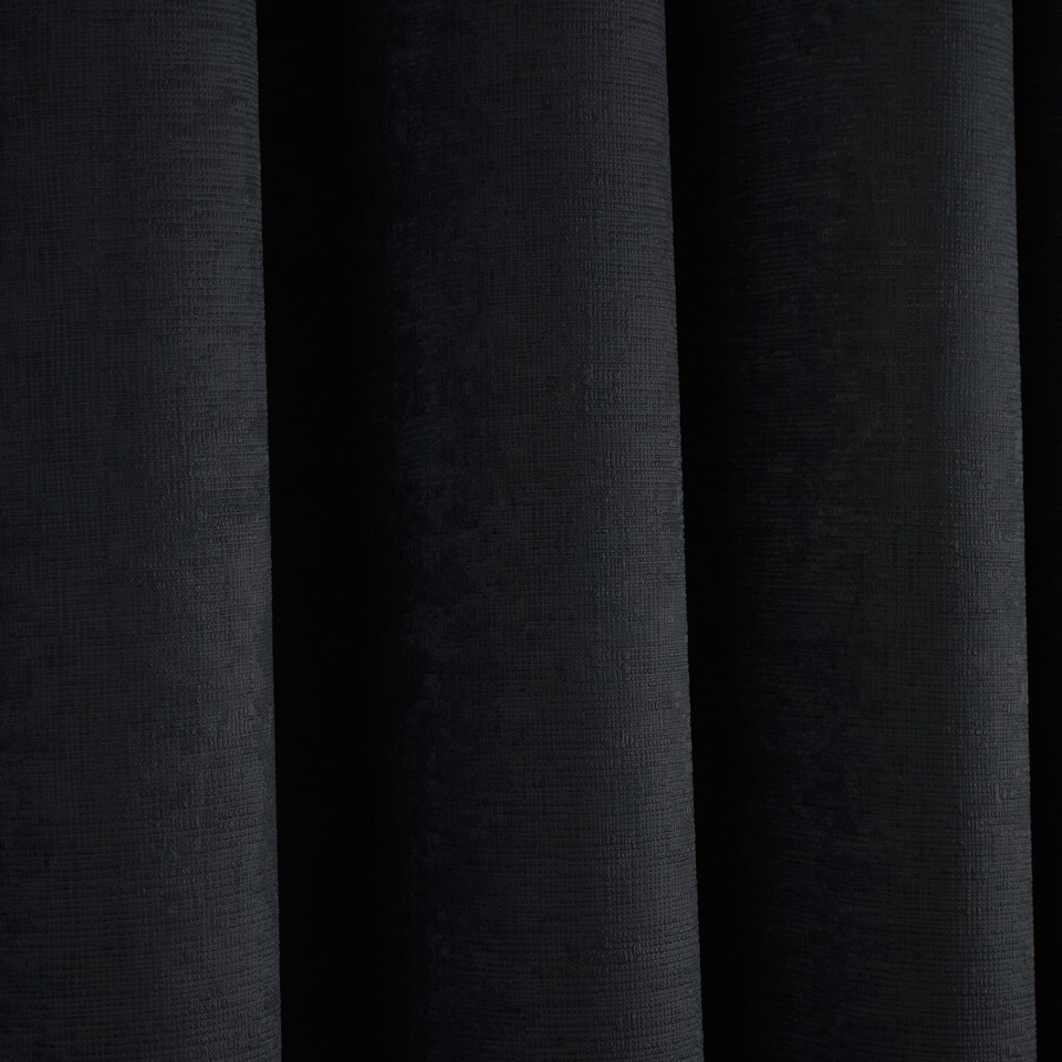 image 1 of Fusion Strata Eyelet Curtains Black