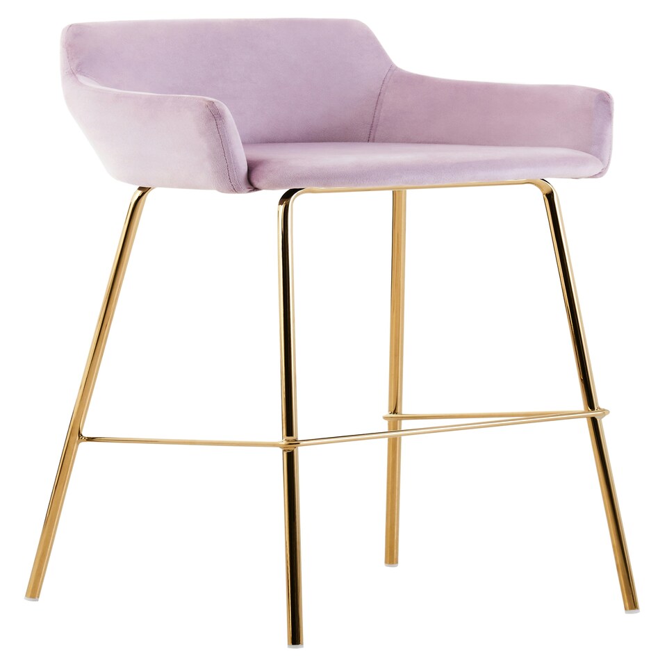 image 1 of Tamzin Pink Velvet Low Back Bar Chair Pink