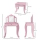 image 7 of HOMCOM Makeup Dressing Table Set with Tri-Folding Mirror and Drawer, Pink Pink