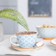 image 4 of Nicola Spring 12 Piece Hand-Printed Cappuccino Cup & Saucer Set - 250ml - Blue