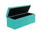 image 5 of 150cm Safar Large Striped Storage Ottoman Box, Teal Plush Velvet Upholstered Deep Storage Ottoman End of Bed Bench